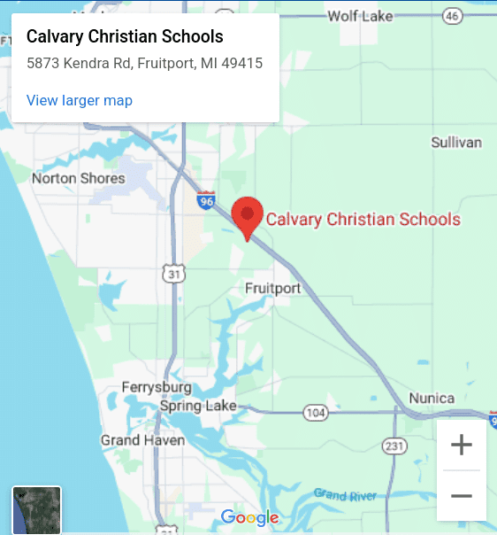 Map showing Calvary Christian Schools in Fruitport