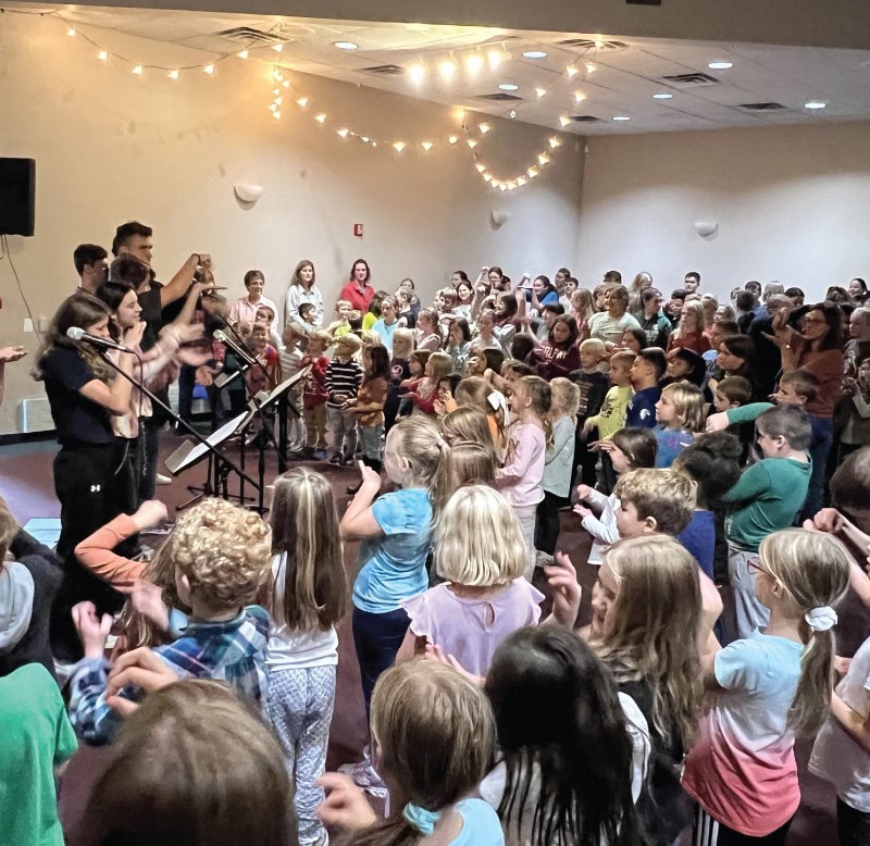group of students singing